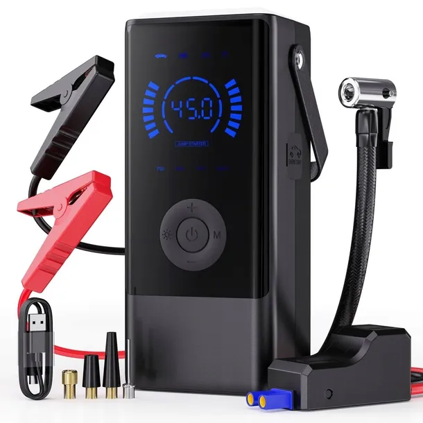 JUMP STARTER URZĄDZENIE ROZRUCHOWE KOMPRESOR POWERBANK LATARKA 4w1 8000mAh