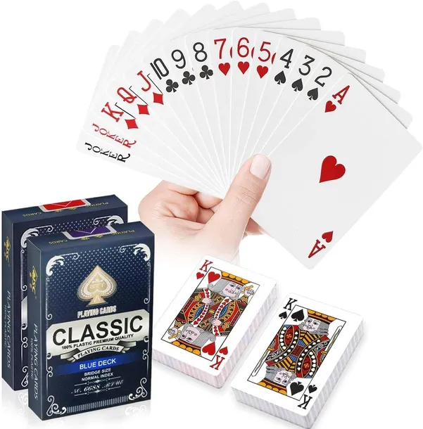 KARTY DO GRY WODOODPORNE 2 TALIE PLASTIKOWE POKER BRIDGE CANASTA