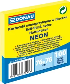 karteczki-samoprzylepne-donau-bloczek-76x76mm-100-kartek-neon-zolty