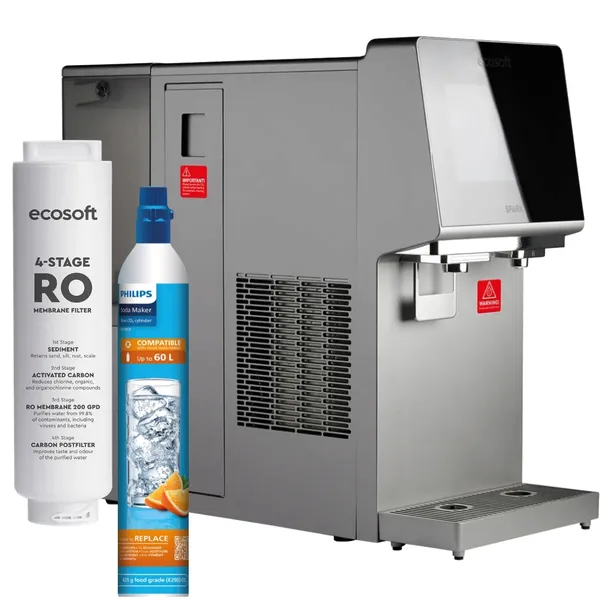 Dystrybutor wody Ecosoft SPARK woda gazowana, zimna, gorąca + butla do gazo