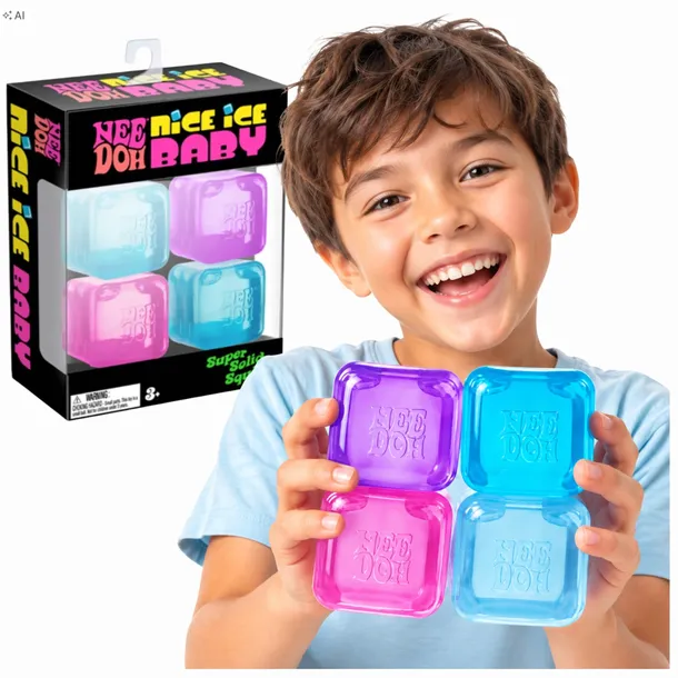 Gniotki Sensoryczne NeeDoh 4szt Squishy Antystres ASMR Kostka Lodu Kostki