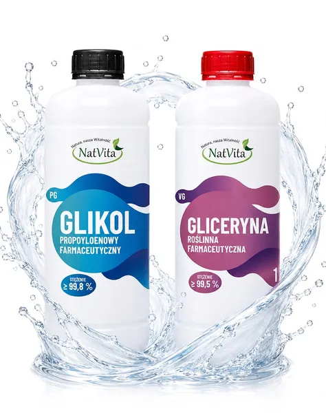 Glikol Propylenowy 1L + Gliceryna Roślinna 1L Zestaw Baza 2,3kg NatVita