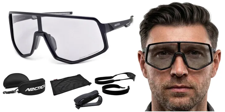 Okulary ROWEROWE POLARYZACYJNE FOTOCHROMOWE ARCTICA S-331FP MONOLENS + ETUI