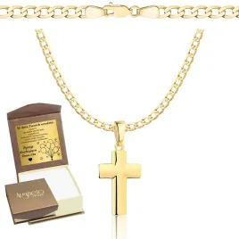 lancuszek-zloty-diamentowany-pancerka-z-krzyzykiem-pr-585-grawer-gratis
