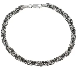bransoletka-srebrna-damska-oksydowana-splot-krolewski-450-mm-grawer-gratis