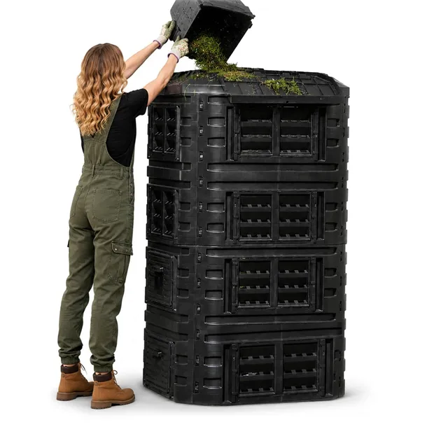 KOMPOSTOWNIK OGRODOWY MODUŁOWY 1260L CAŁOROCZNY MROZOODPORNY KOMPOST CZARNY