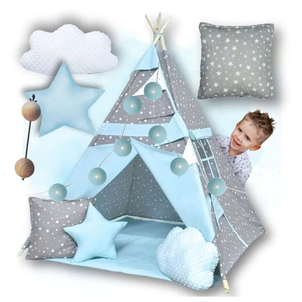 Namiot Tipi Dla Dzieci Wigwam Teepee Poduszki Stabilizator Cotton Lampki