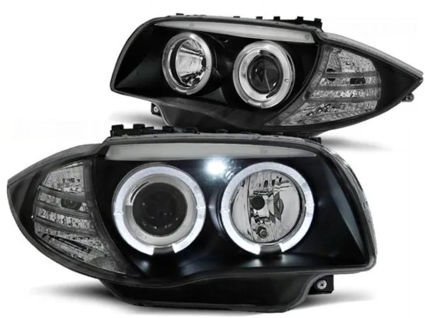 LAMPY PRZEDNIE DO BMW 1 E87 / E81 04-11 ANGEL EYES BLACK