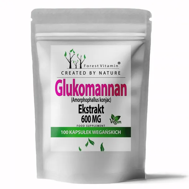GLUKOMANNAN 95% KONJAC 600 MG 100 KAPSUŁEK BŁONNIK NA APETYT I ODCHUDZANIE