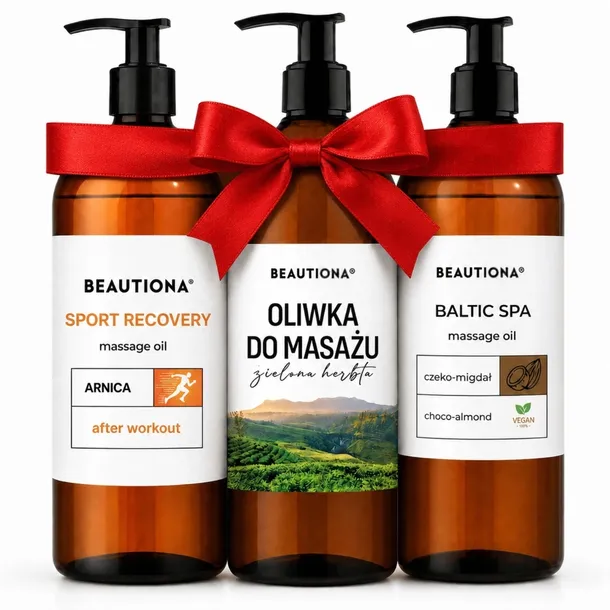 Zestaw Oliwek do Masażu 3x500 ml Beautiona – Arnika, Baltic Spa, Green Tea