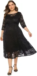 sukienka-wieczorowa-xl-koronkowa-3-4-rekaw-do-kolan-elegancka-balowa-czarna