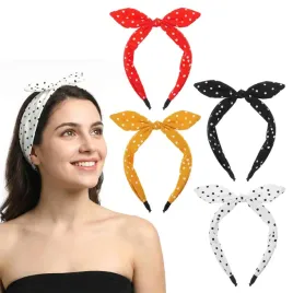 opaska-do-wlosow-materialowa-rockabilly-18cm-kokarda-polka-dot-zestaw-4-szt