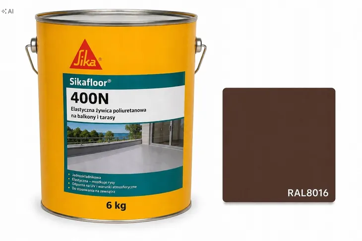 na BALKON żywica POWŁOKA POLIURETANOWA farba - SIKAFLOOR 400 N RAL 8016 6KG