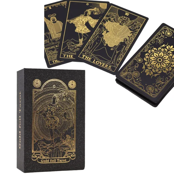 Karty Tarota zestaw 78 kart złota folia talia tarot książeczka na prezent