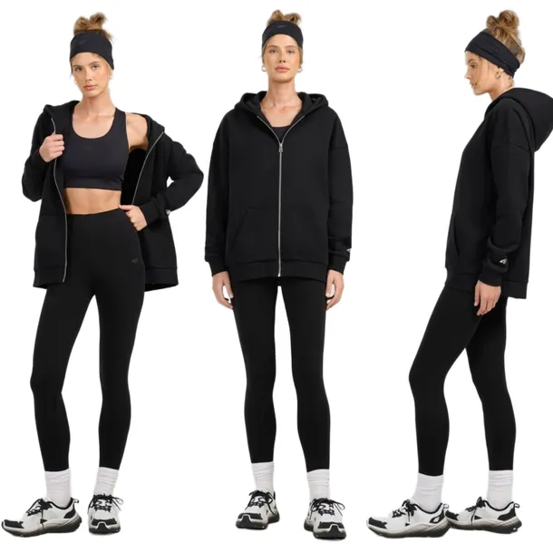 Legginsy 4F damskie dzianinowe do jogi i pilatesu - Czarny r. S