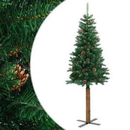 vidaxl-smukla-choinka-z-drewnem-i-szyszkami-zielona-210-cm-pvc