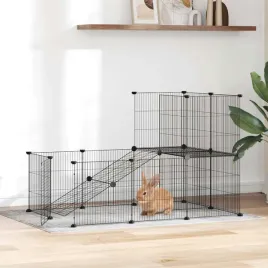 vidaxl-klatka-dla-zwierzat-z-bramka-20-paneli-czarna-105x70x70-cm-stal