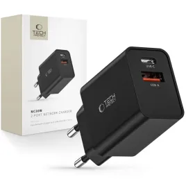 tech-protect-nc30w-2-port-network-charger-pd30w-qc3-0-black