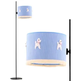 lampa-stojaca-podlogowa-regulowana-niebieska-pieski-abazur-led-e27-modna