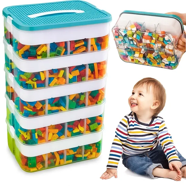 POJEMNIK NA KLOCKI LEGO ZABAWKI ORGANIZER 5-PIĘTROWY Z PRZEGRÓDKAMI 35 L