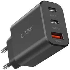tech-protect-nc30w-3-port-network-charger-pd30w-qc3-0-black