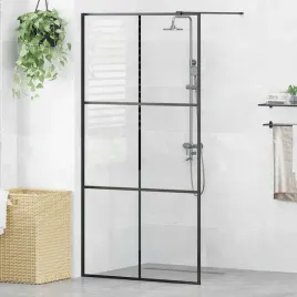vidaxl-scianka-prysznicowa-przezroczyste-szklo-esg-100x195cm-czarna