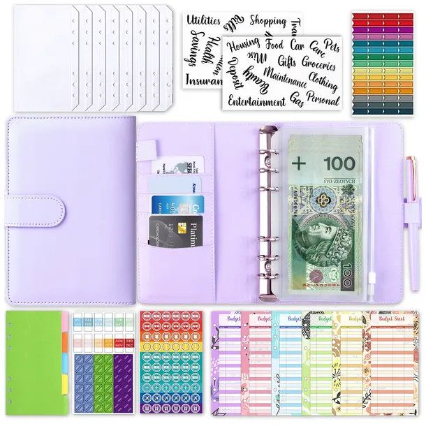 NOTES BUDŻETOWY ORGANIZER OSZCZĘDNIK SEGREGATOR BINDER A6 PLANER FIOLETOWY