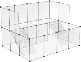 kojec-dla-szczeniakow-143-x-108-x-93cm-bialy-dla-malych-zwierzat-z-drabinka