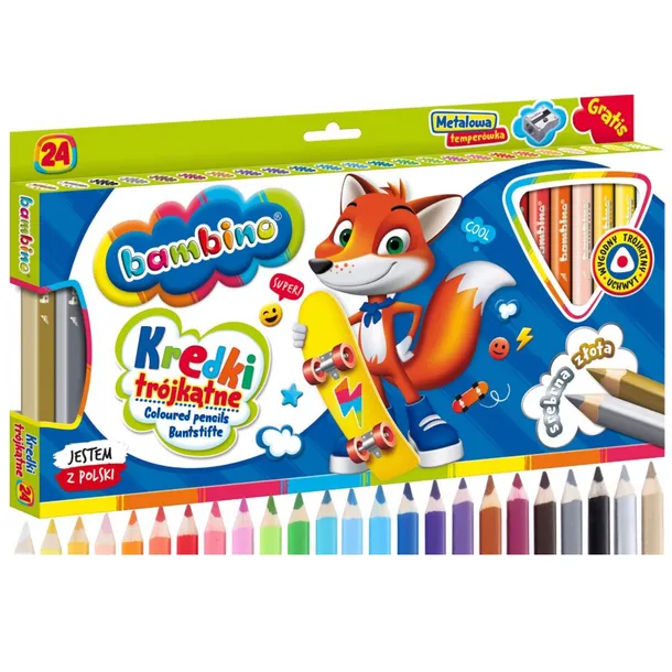 Bambino kredki ołówkowe trójkątne grube 24 jumbo trókkątne