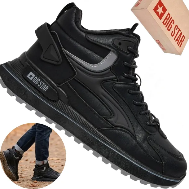 Buty Męskie Big Star Oo174678 Czarne Sneakersy Wysokie Ocieplane Zimowe