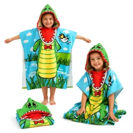 recznik-poncho-dzieciecy-150-cm-z-kapturem-zielony-dinozaur