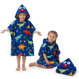 recznik-poncho-dzieciecy-150-cm-z-kapturem-niebieski-dinozaur