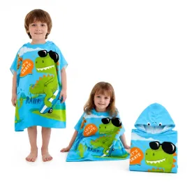 recznik-poncho-dzieciecy-150-cm-z-kapturem-dinozaur-na-deskorolce