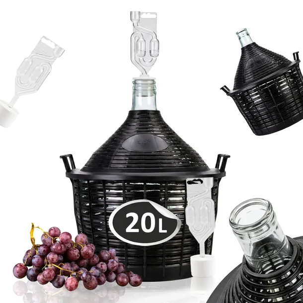 BALON na WINO 20L cydr w koszu GĄSIOR do WINA 20 L zestaw KOREK + RURKA