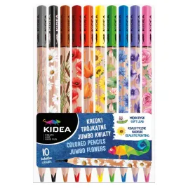 kredki-trojkatne-jumbo-10-kolorow-kwiaty-kidea