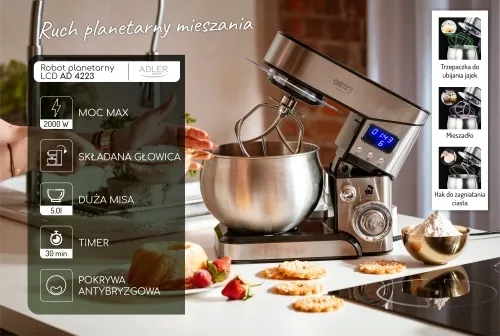 cr-4223-robot-planetarny-lcd-2000w-5l-zalaczone-wyposazenie-hak-do-zagniatania-ciasta-mieszadlo-trzepaczka-plastikowa-szpatulka-pokrywa-antybryzgowa