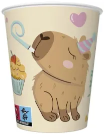kubeczki-papierowe-kapibara-capibara-zwierzeta-urodziny-party-250ml-8szt
