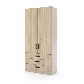 biala-szafa-90x195-cm-z-szufladami-kaszmir-dab-sonoma-funkcjonalna-lola