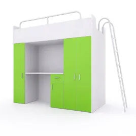 lozko-pietrowe-kiki-5-max-90x200-cm-z-biurkiem-i-drabinka-limonkowy-mat