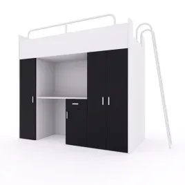 lozko-pietrowe-kiki-5-max-90x200-cm-z-biurkiem-i-drabinka-czarny-mat