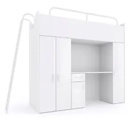 lozko-pietrowe-kiki-5-max-90x200-cm-z-biurkiem-i-drabinka-bialy-polysk