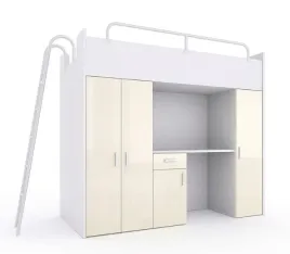 lozko-pietrowe-kiki-5-max-90x200-cm-z-biurkiem-i-drabinka-ecru-polysk