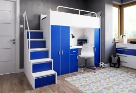 lozko-pietrowe-kiki-5-max-90x200-cm-z-biurkiem-i-schodkami-niebieski-mat