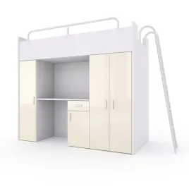 lozko-pietrowe-kiki-5-80x190-cm-z-biurkiem-i-drabinka-ecru-polysk
