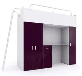 lozko-pietrowe-kiki-5-max-90x200-cm-z-biurkiem-i-drabinka-fiolet-polysk
