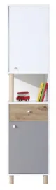 regal-mlodziezowy-waski-45-cm-zamykany-z-polkami-faro-5-bialy-dab-szary