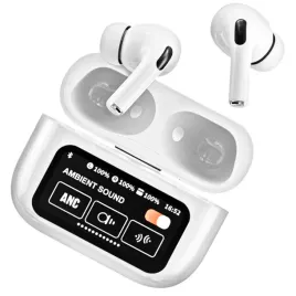 biale-sluchawki-dokanalowe-a9-pro-z-anc-bluetooth-5-4-i-ekranem-dotykowym