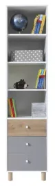 regal-mlodziezowy-waski-45-cm-zamykany-z-polkami-faro-7-bialy-dab-szary