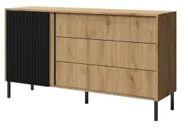 komoda-molly-3-o-szerokosci-145-cm-dab-odwieczny-czarny-1-drzwi-3-szuflady