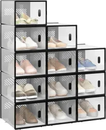 woltu-szafka-na-buty-przezroczystaczarna-pudelka-zestaw-12szt-35x19x25-cm